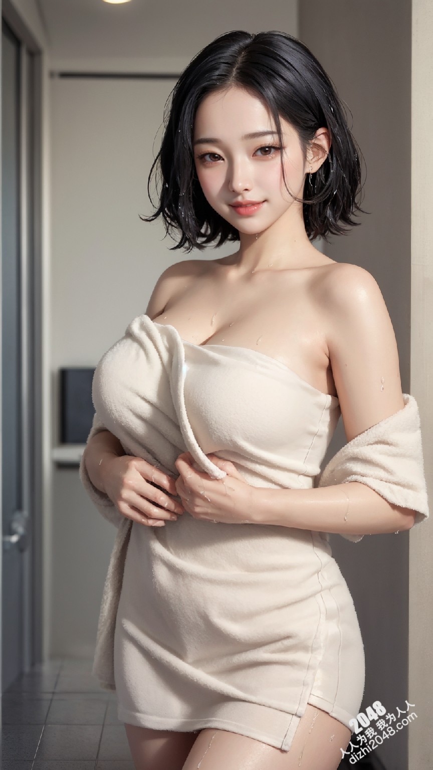 粉发少女湿身诱惑：走廊上的秘密时刻-高清写真图集(21)