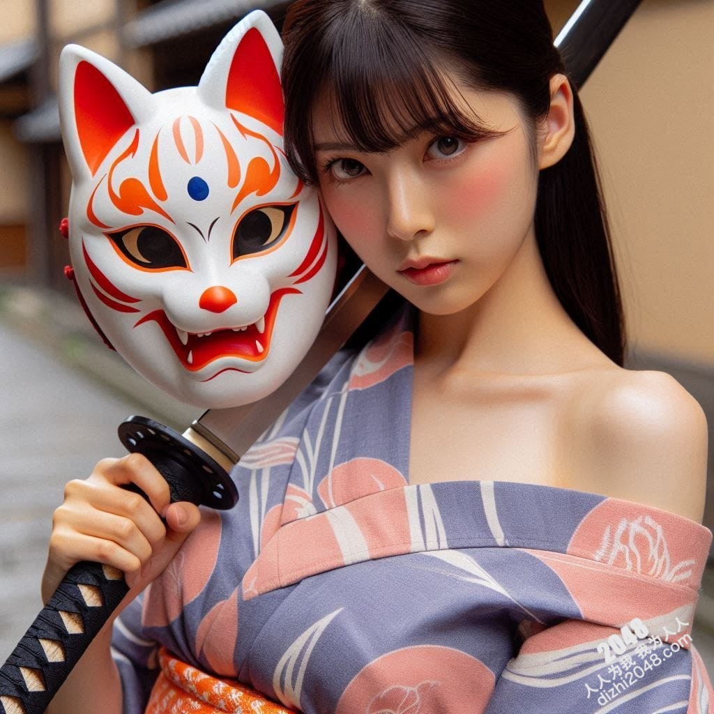 京都竹林狐面女剑客：神秘和服美人，武士刀与魅惑的结合，雪肌玉肤，危险又迷人，引人入胜的东方奇女子。(19)