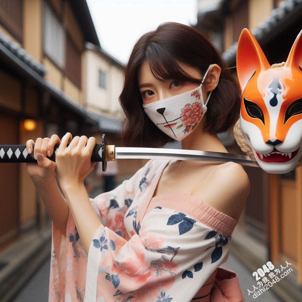 京都竹林狐面女剑客：神秘和服美人，武士刀与魅惑的结合，雪肌玉肤，危险又迷人，引人入胜的东方奇女子。(20)