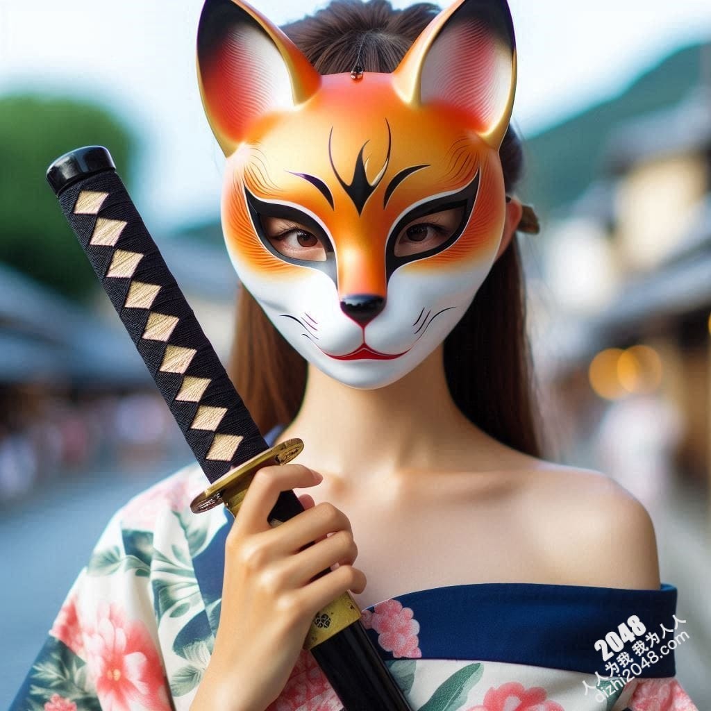 京都竹林狐面女剑客：神秘和服美人，武士刀与魅惑的结合，雪肌玉肤，危险又迷人，引人入胜的东方奇女子。(22)