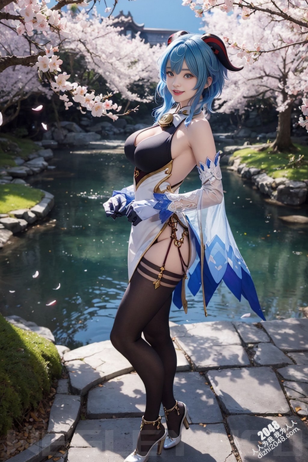 原神甘雨：樱花树下，湿身诱惑，蒙德城外春光乍泄(5)