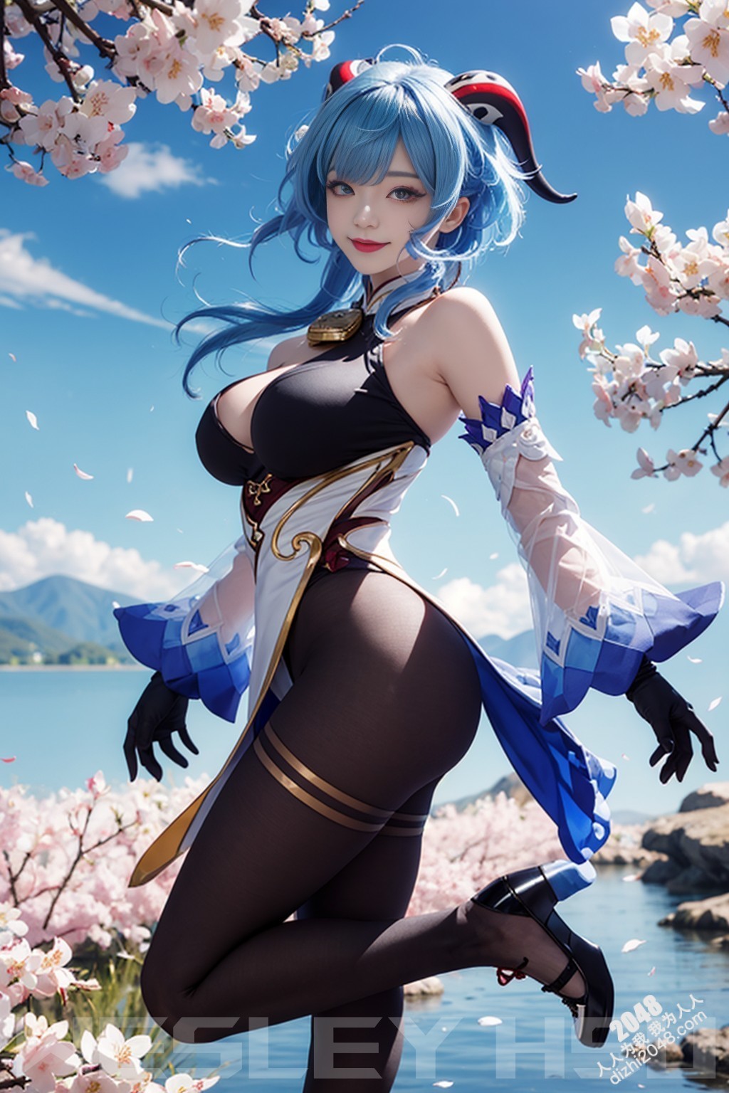原神甘雨：樱花树下，湿身诱惑，蒙德城外春光乍泄(16)