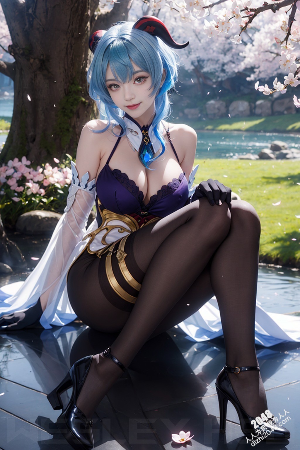 原神甘雨：樱花树下，湿身诱惑，蒙德城外春光乍泄(19)