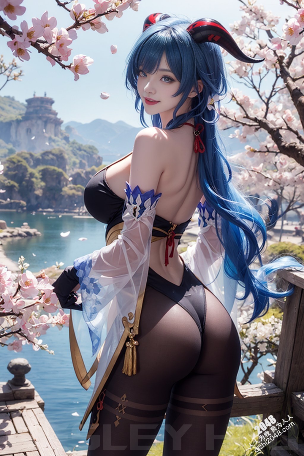 原神甘雨：樱花树下，湿身诱惑，蒙德城外春光乍泄(21)
