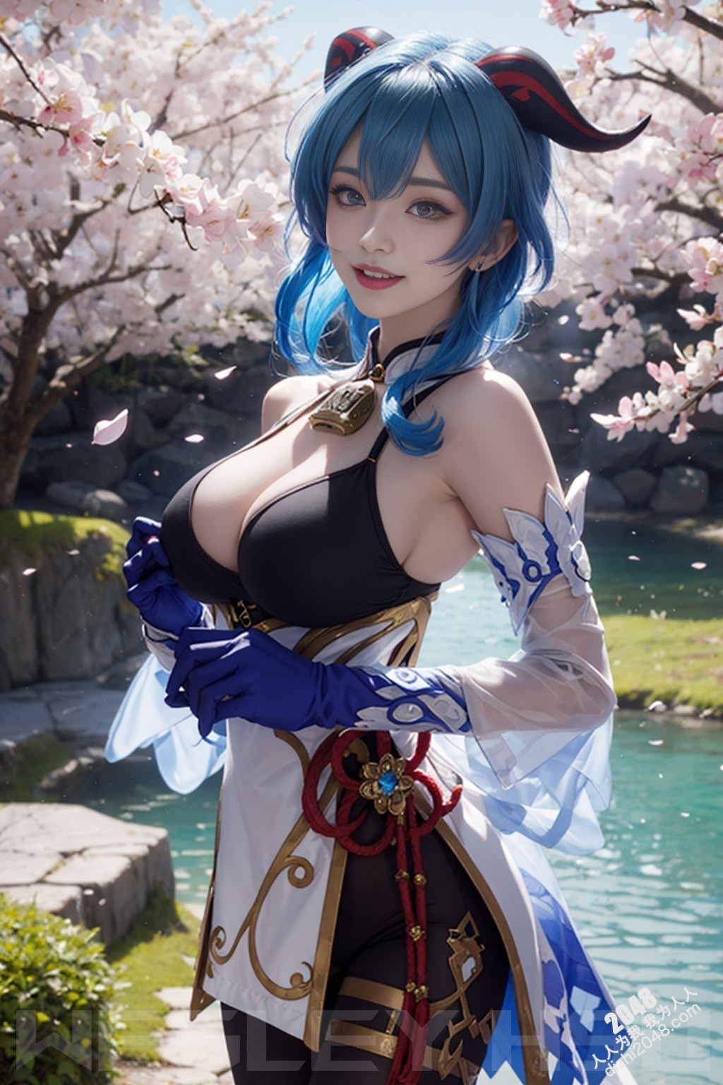 原神甘雨：樱花树下，湿身诱惑，蒙德城外春光乍泄(23)