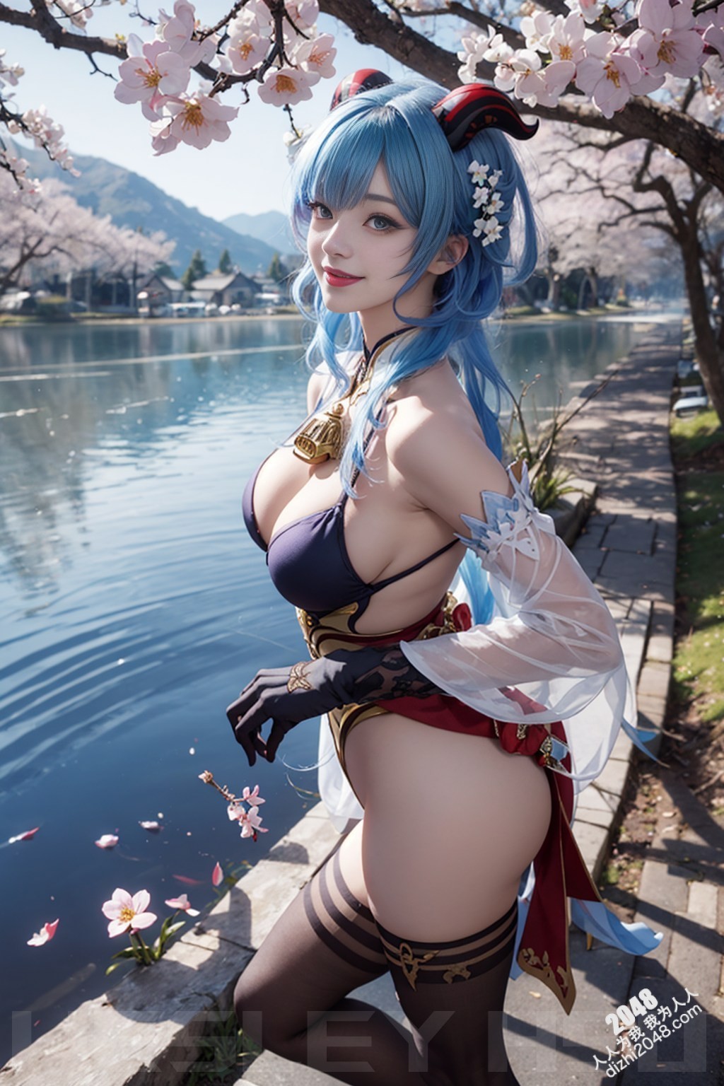 原神甘雨：樱花树下，湿身诱惑，蒙德城外春光乍泄(24)