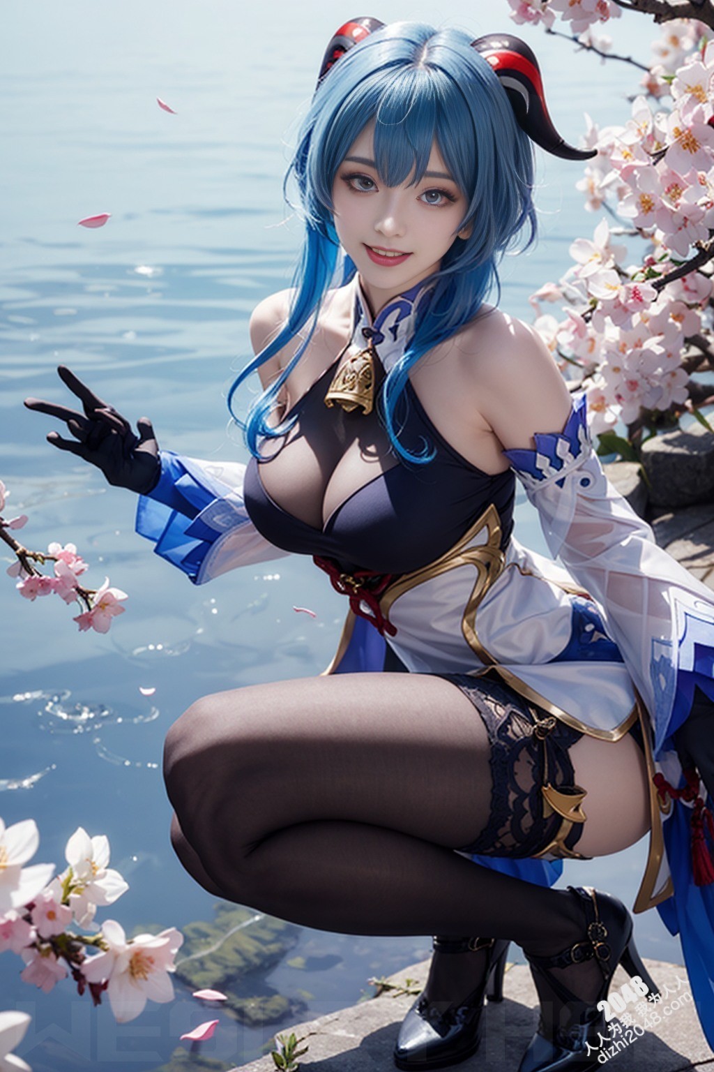 原神甘雨：樱花树下，湿身诱惑，蒙德城外春光乍泄(27)