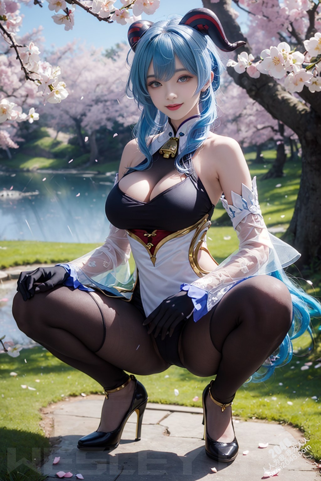 原神甘雨：樱花树下，湿身诱惑，蒙德城外春光乍泄(33)