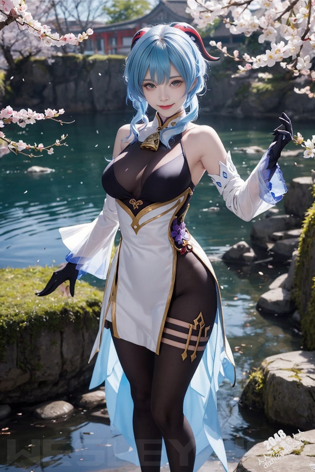 原神甘雨：樱花树下，湿身诱惑，蒙德城外春光乍泄(34)