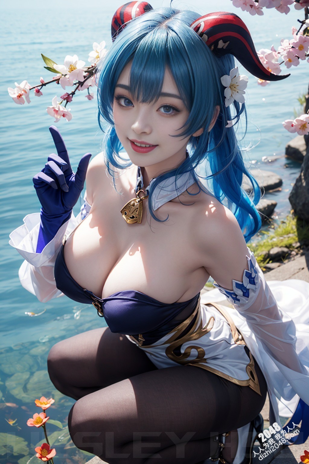 原神甘雨：樱花树下，湿身诱惑，蒙德城外春光乍泄(36)