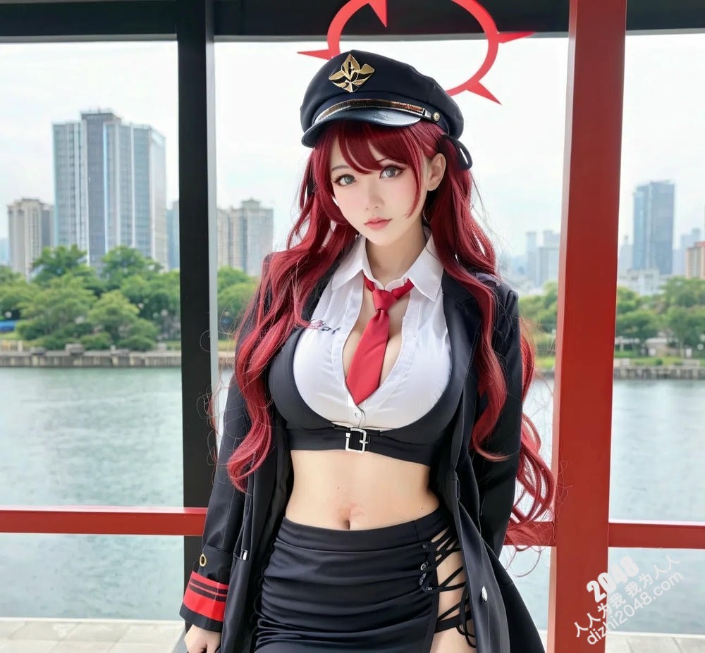 AI仿真美女Cosplay制服诱惑：深V、黑丝、红唇，极致诱惑！(1)