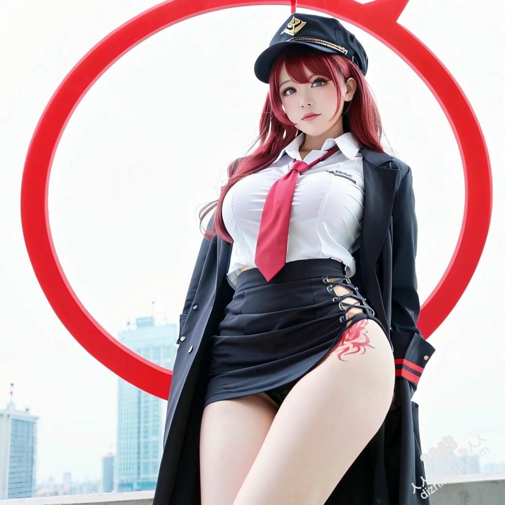 AI仿真美女Cosplay制服诱惑：深V、黑丝、红唇，极致诱惑！(2)