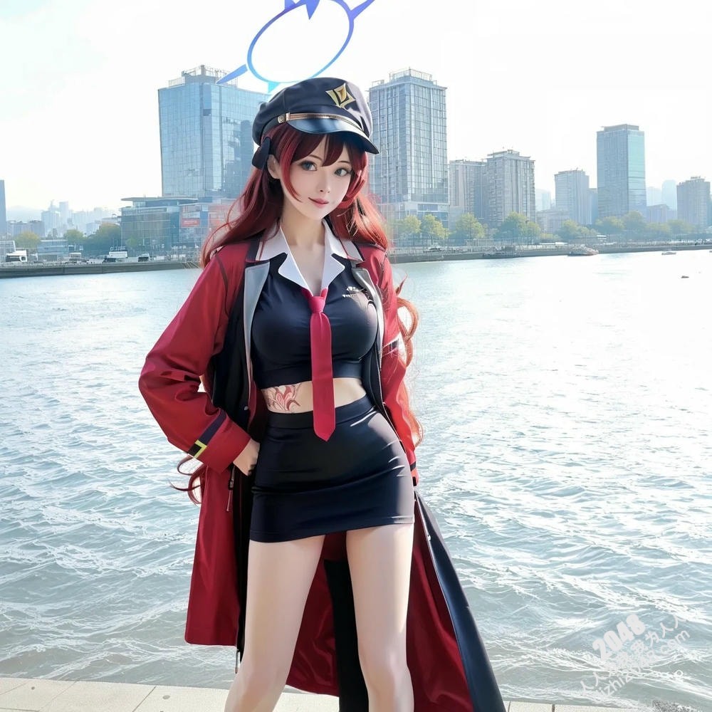 AI仿真美女Cosplay制服诱惑：深V、黑丝、红唇，极致诱惑！(3)
