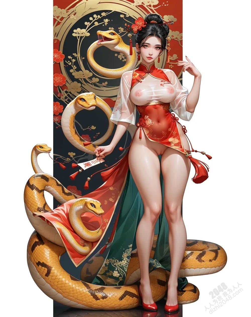 旗袍尤物：蛇年春色撩人写真，极致诱惑，高清大图，亚洲美女，性感写真，旗袍诱惑，中国风写真，妩媚动人(21)