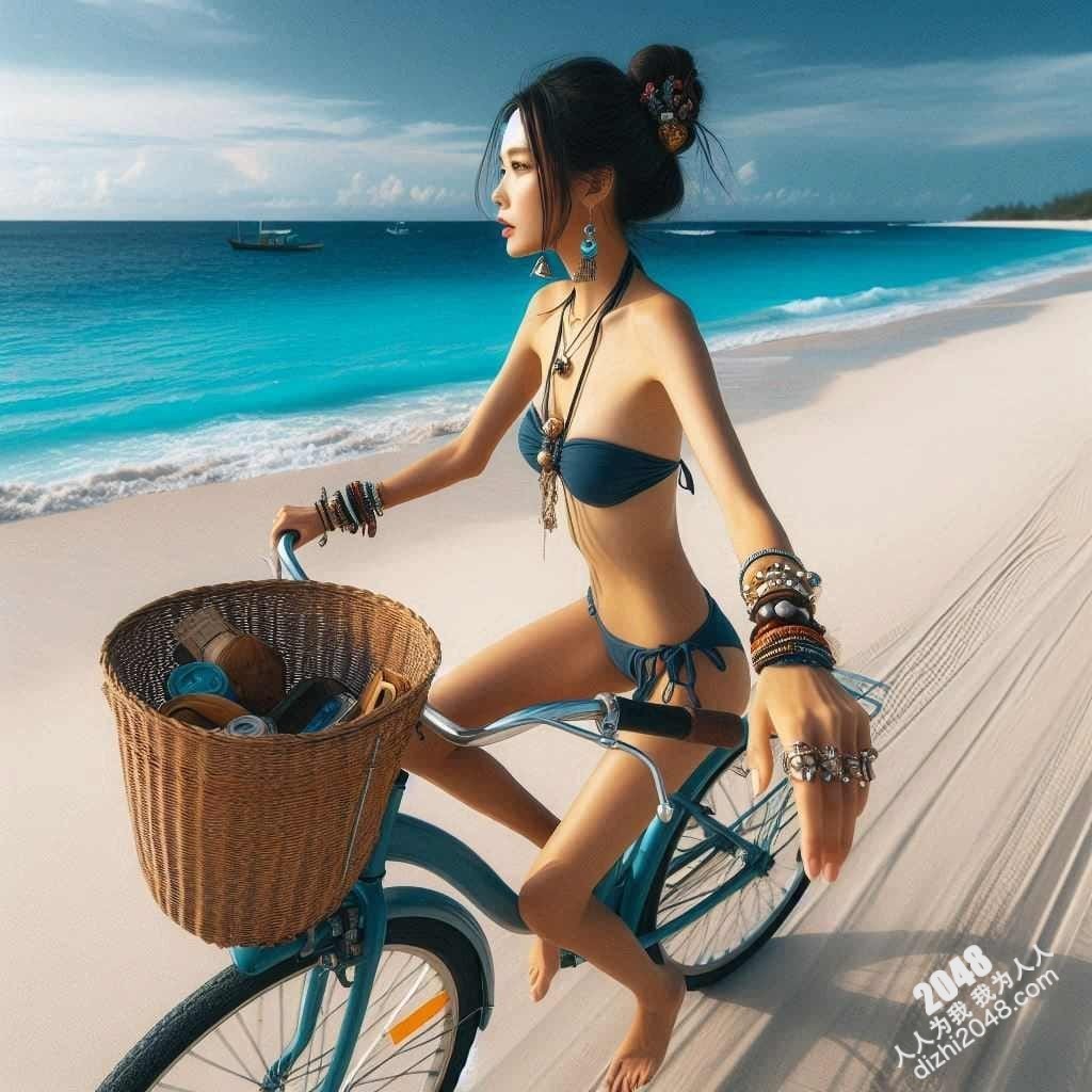 海滩比基尼美女单车写真：阳光、沙滩、性感尤物(4)
