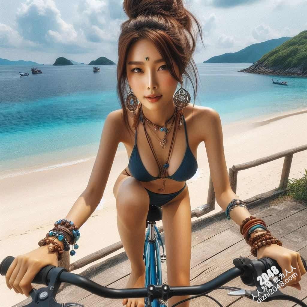 海滩比基尼美女单车写真：阳光、沙滩、性感尤物(5)