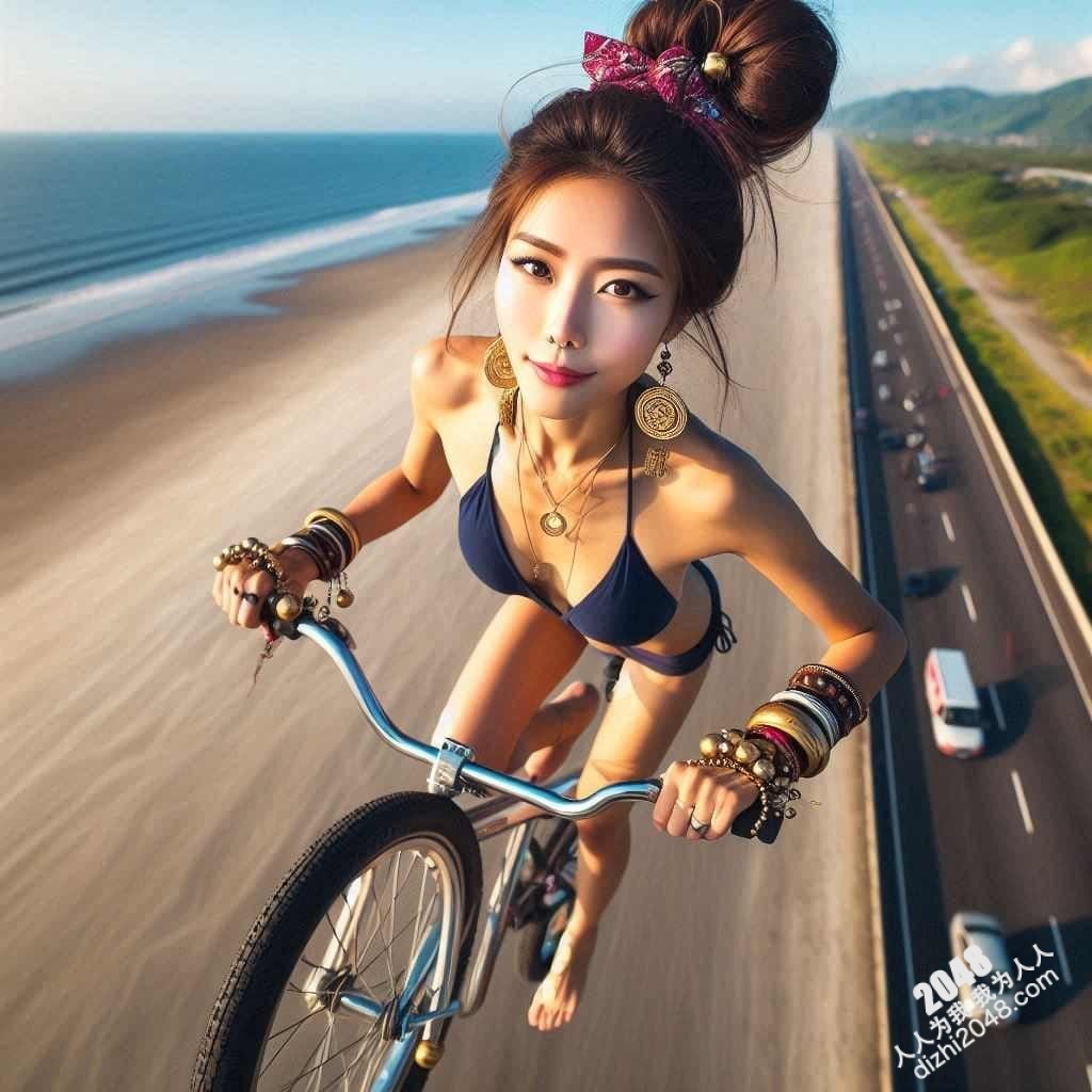 海滩比基尼美女单车写真：阳光、沙滩、性感尤物(11)