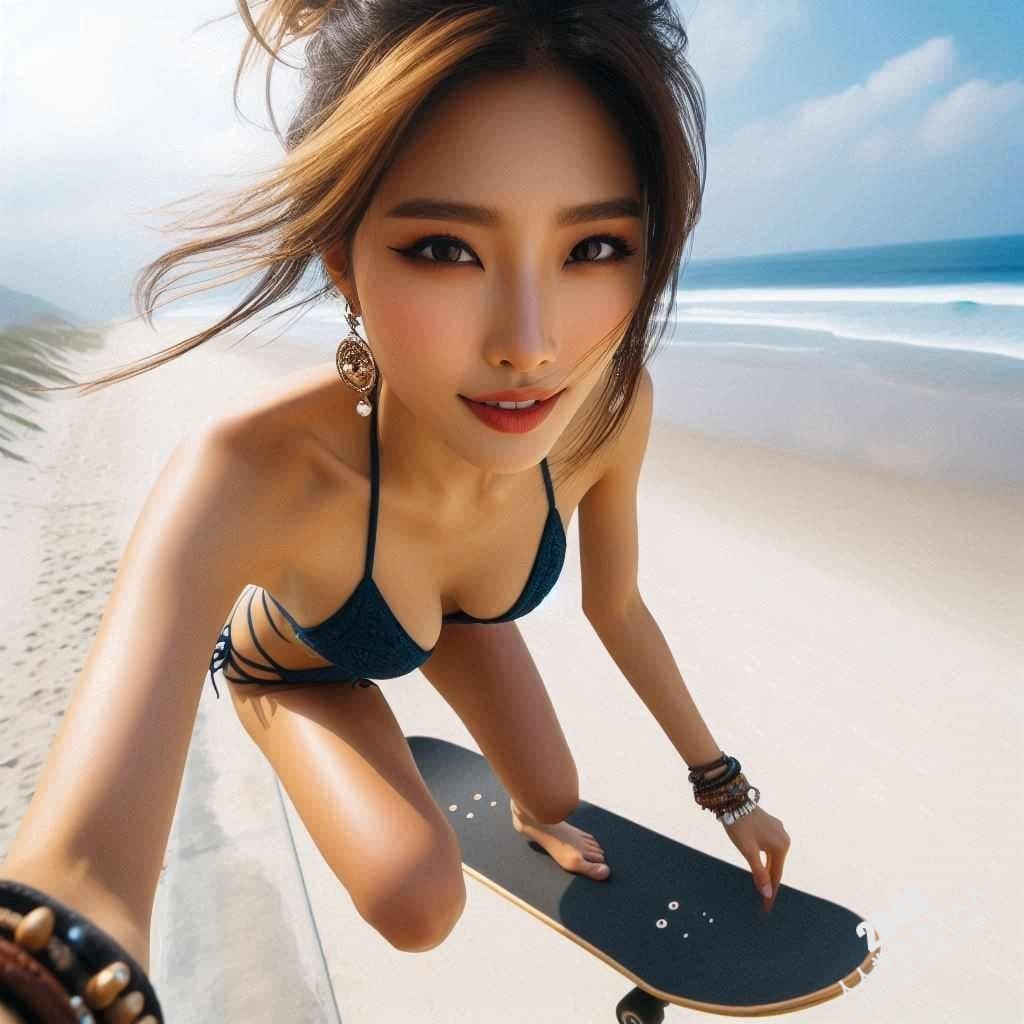 海滩比基尼美女单车写真：阳光、沙滩、性感尤物(27)