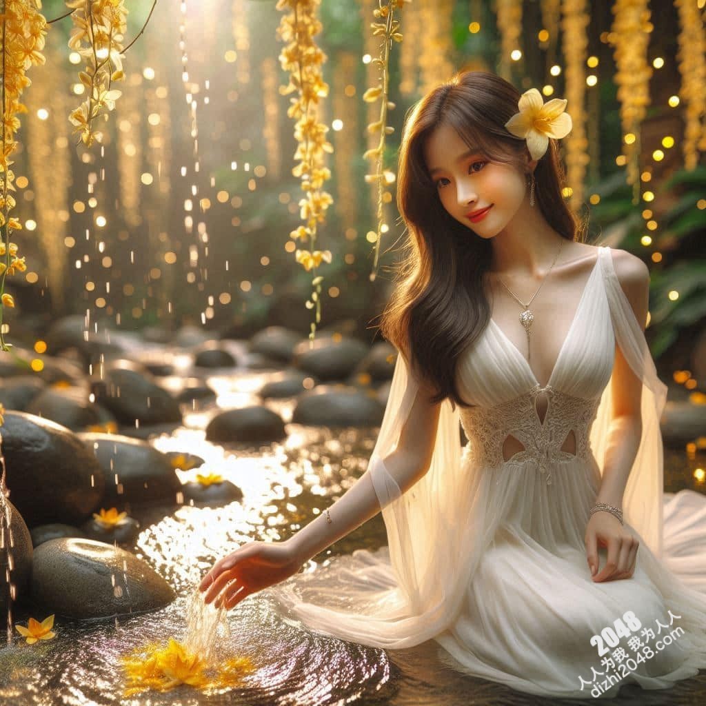 溪边仙子：绝美女子与萤火虫的夜间邂逅(2)