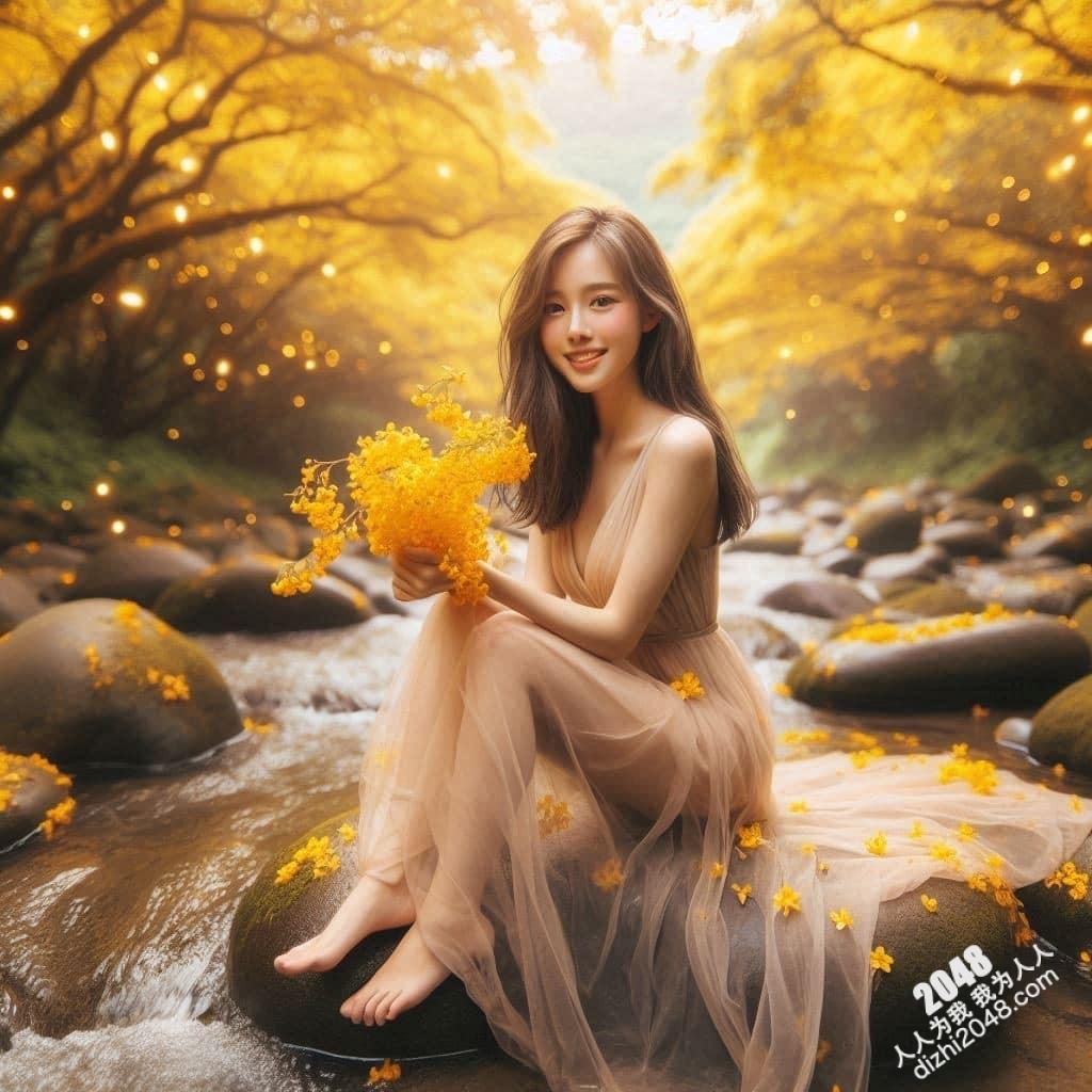 溪边仙子：绝美女子与萤火虫的夜间邂逅(6)