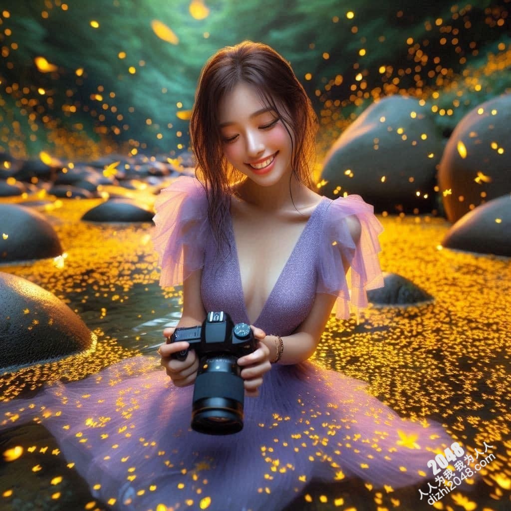 溪边仙子：绝美女子与萤火虫的夜间邂逅(11)