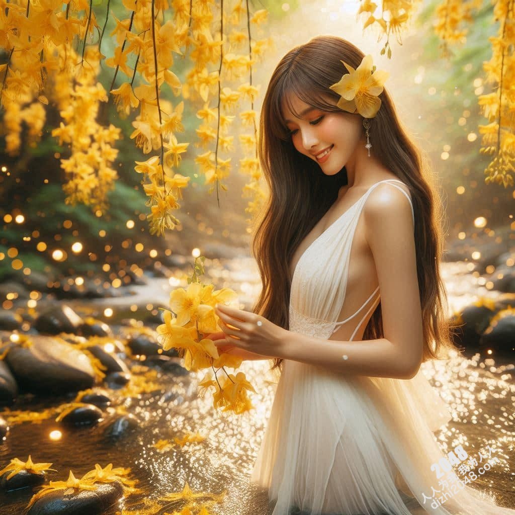 溪边仙子：绝美女子与萤火虫的夜间邂逅(13)