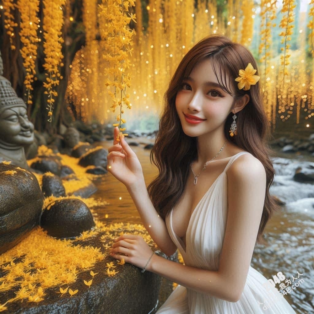 溪边仙子：绝美女子与萤火虫的夜间邂逅(14)