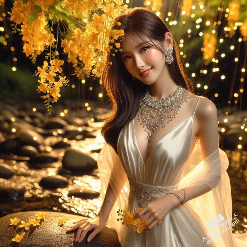 溪边仙子：绝美女子与萤火虫的夜间邂逅(34)