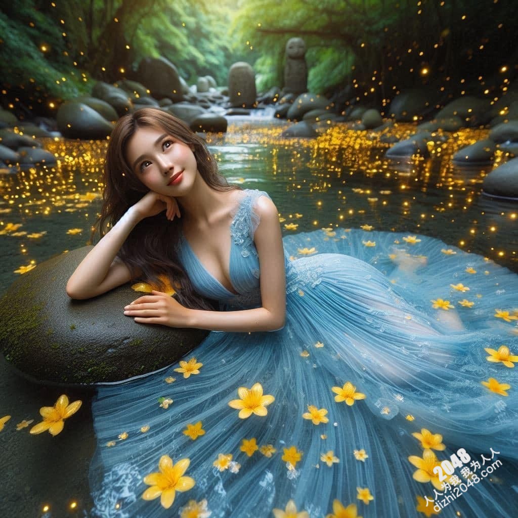 溪边仙子：绝美女子与萤火虫的夜间邂逅(33)