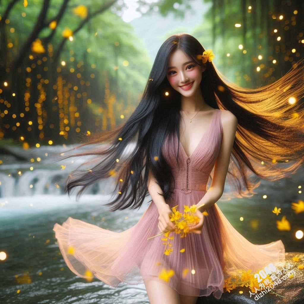 溪边仙子：绝美女子与萤火虫的夜间邂逅(42)
