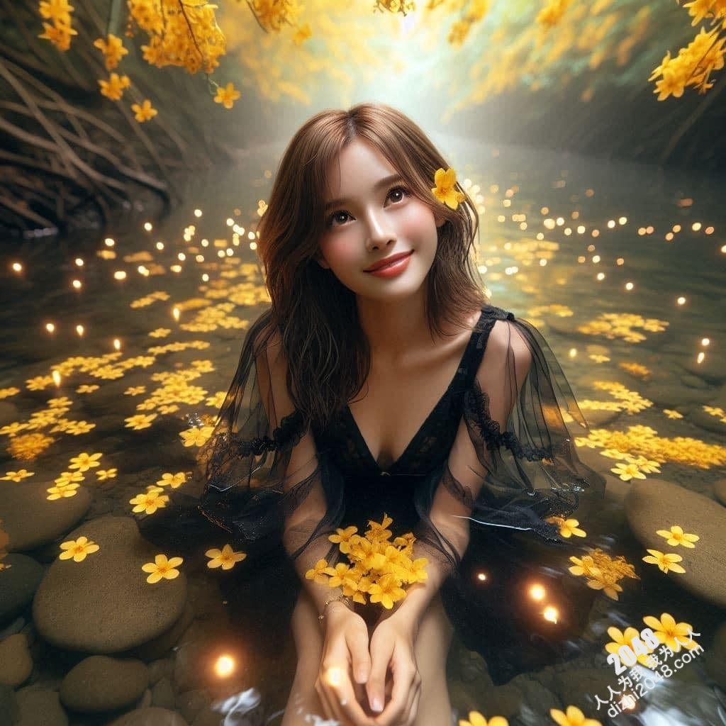 溪边仙子：绝美女子与萤火虫的夜间邂逅(43)