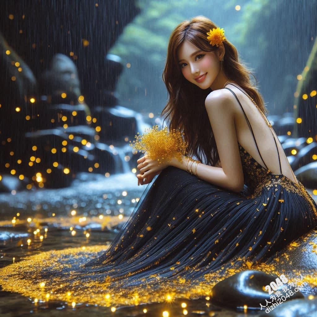 溪边仙子：绝美女子与萤火虫的夜间邂逅(48)