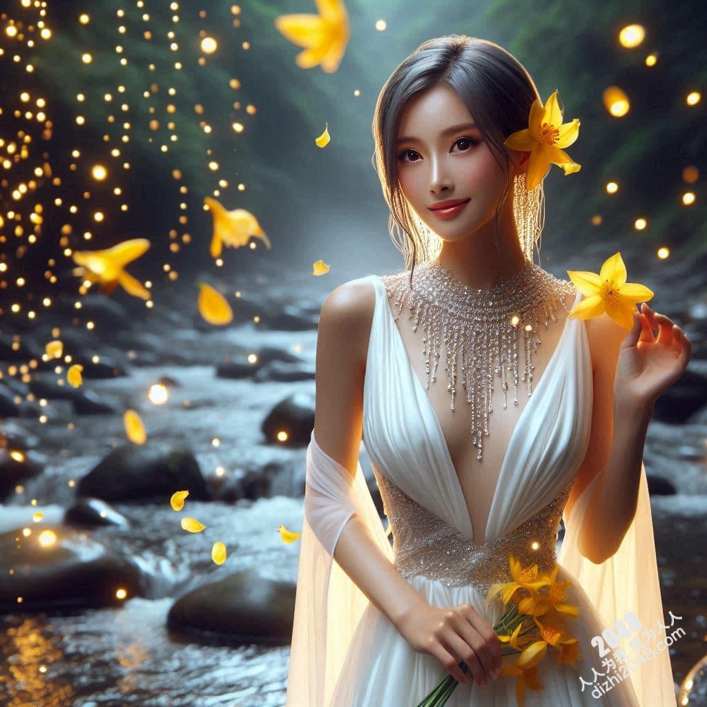 溪边仙子：绝美女子与萤火虫的夜间邂逅(47)