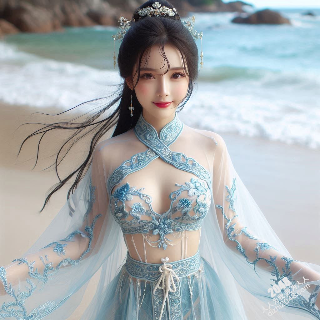 海边邂逅：宋朝佳人轻纱遮不住的曼妙春光(12)