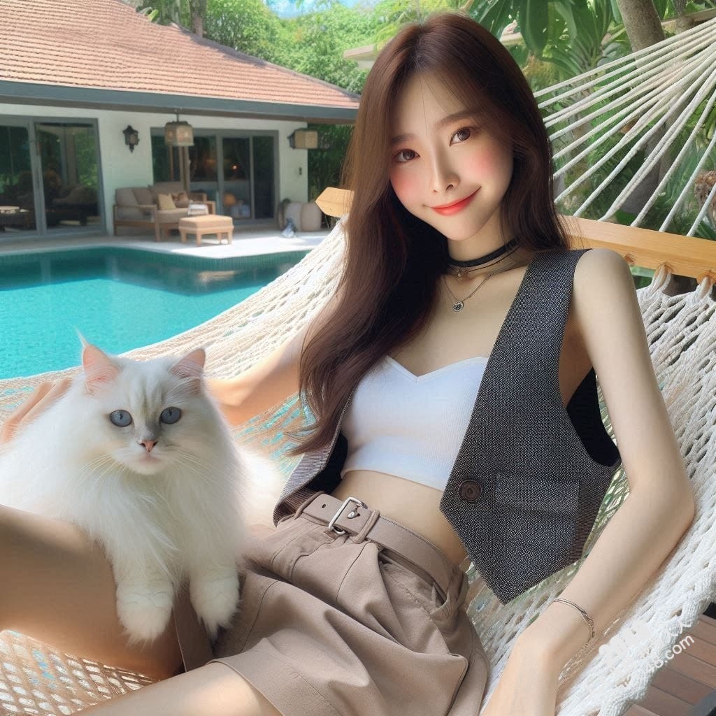 泰国小雨与波斯猫的午后时光：吊床上的诱惑(17)