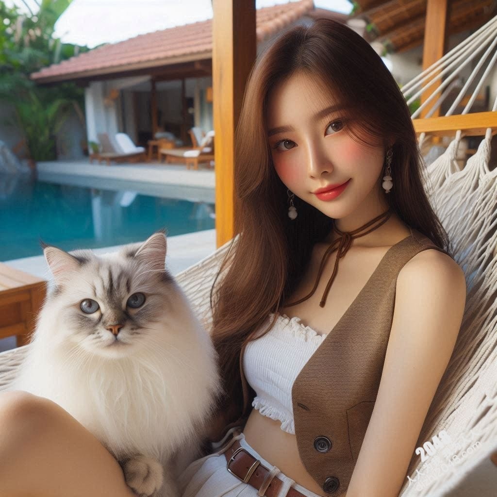 泰国小雨与波斯猫的午后时光：吊床上的诱惑(23)