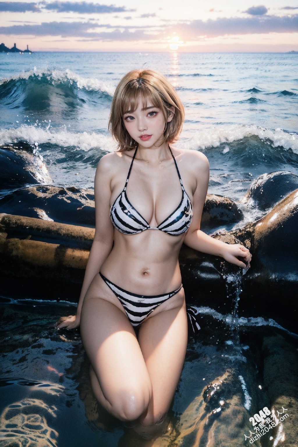 海滩上的诱惑：落日余晖下的性感尤物—写真集(16)