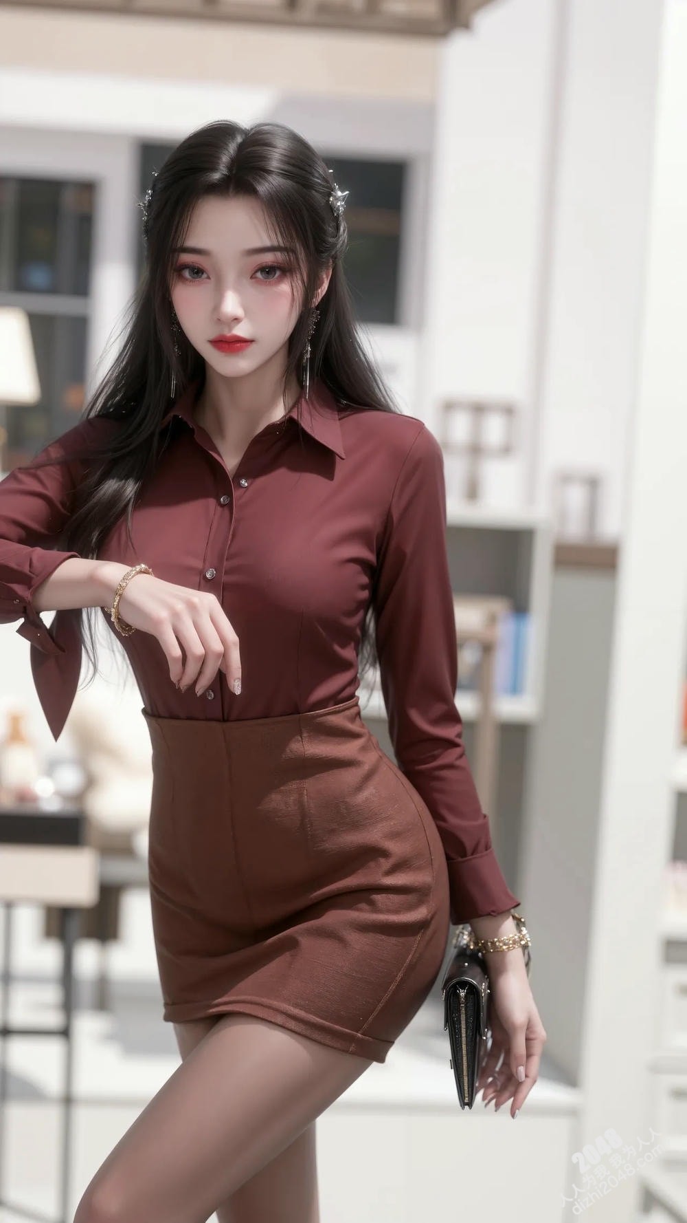 李慕婉的魅惑：黑色紧身衣下的曼妙身姿，性感与优雅的完美融合(5)