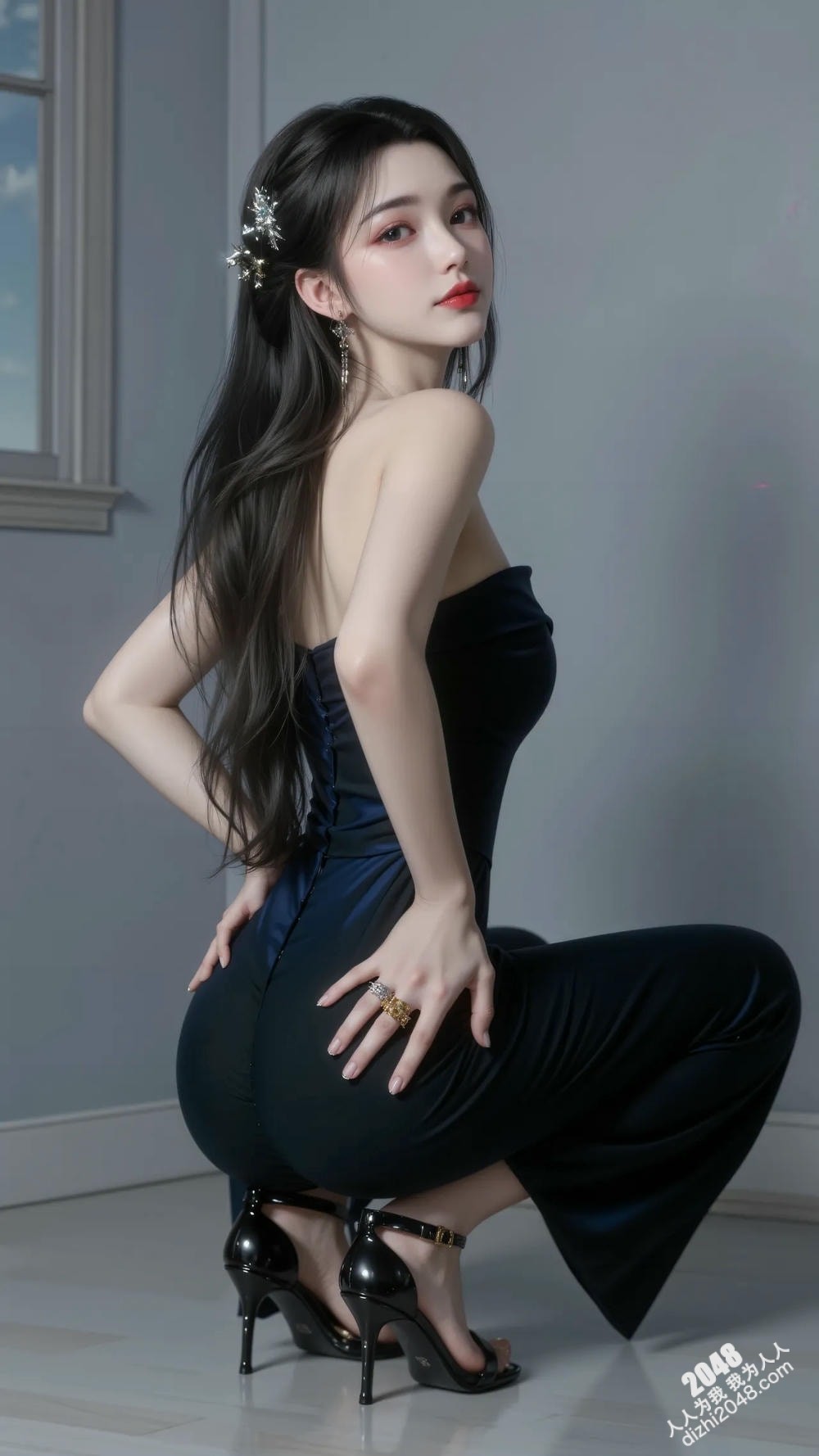 李慕婉的魅惑：黑色紧身衣下的曼妙身姿，性感与优雅的完美融合(29)