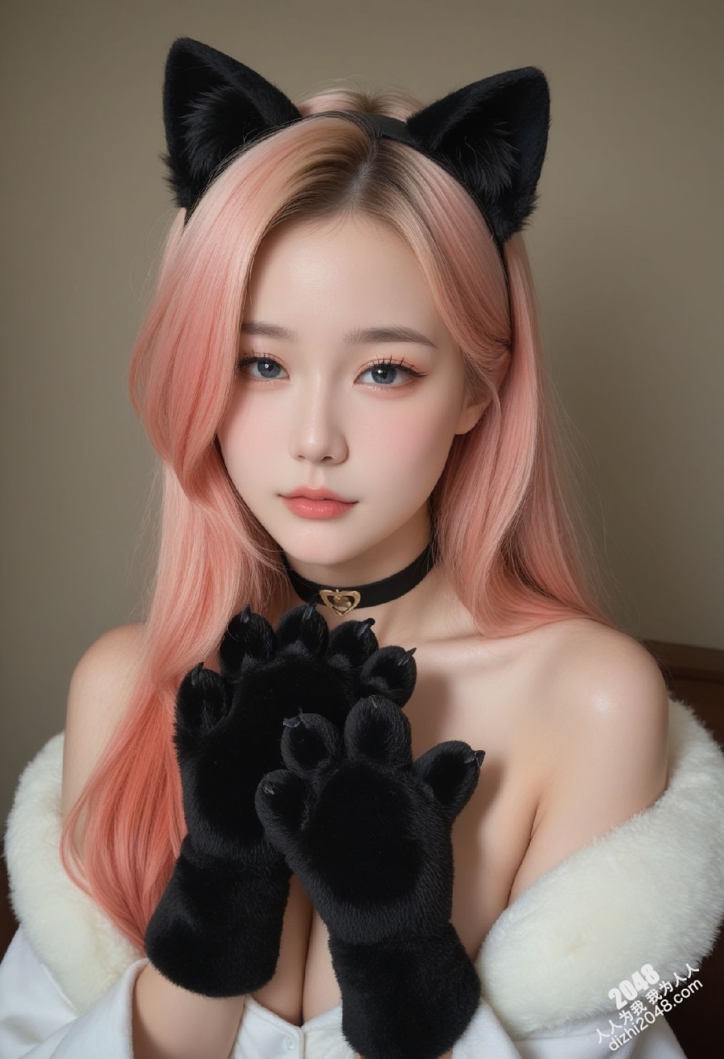 粉发猫耳娘的诱惑：慵懒午后，丝绒触感与雪白肌肤的秘密(37)