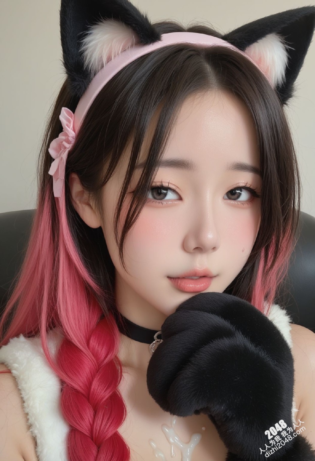 粉发猫耳娘的诱惑：慵懒午后，丝绒触感与雪白肌肤的秘密(48)