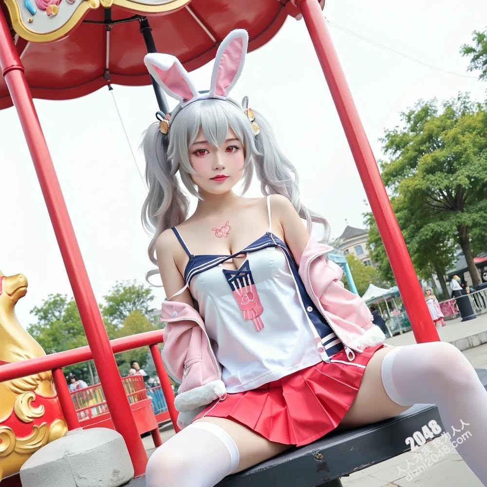 粉发兔女郎酒吧诱惑：jk制服下的秘密，让人脸红心跳的夜色(2)