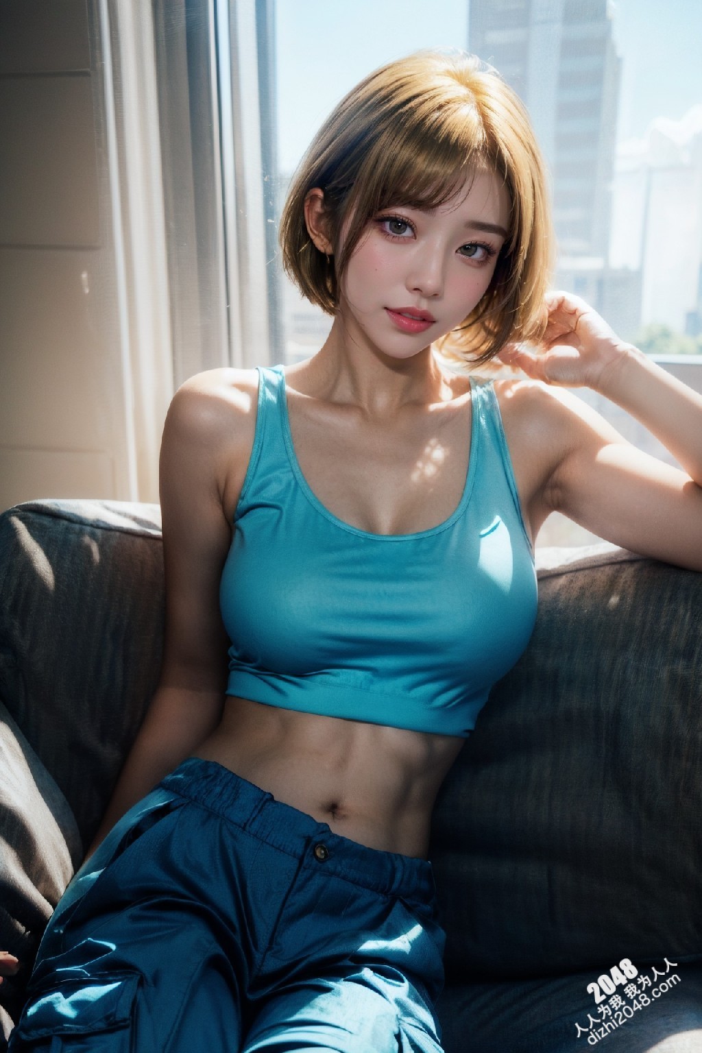 韩系辣妹写真：工装裤下的曼妙曲线，慵懒性感的午后时光(15)