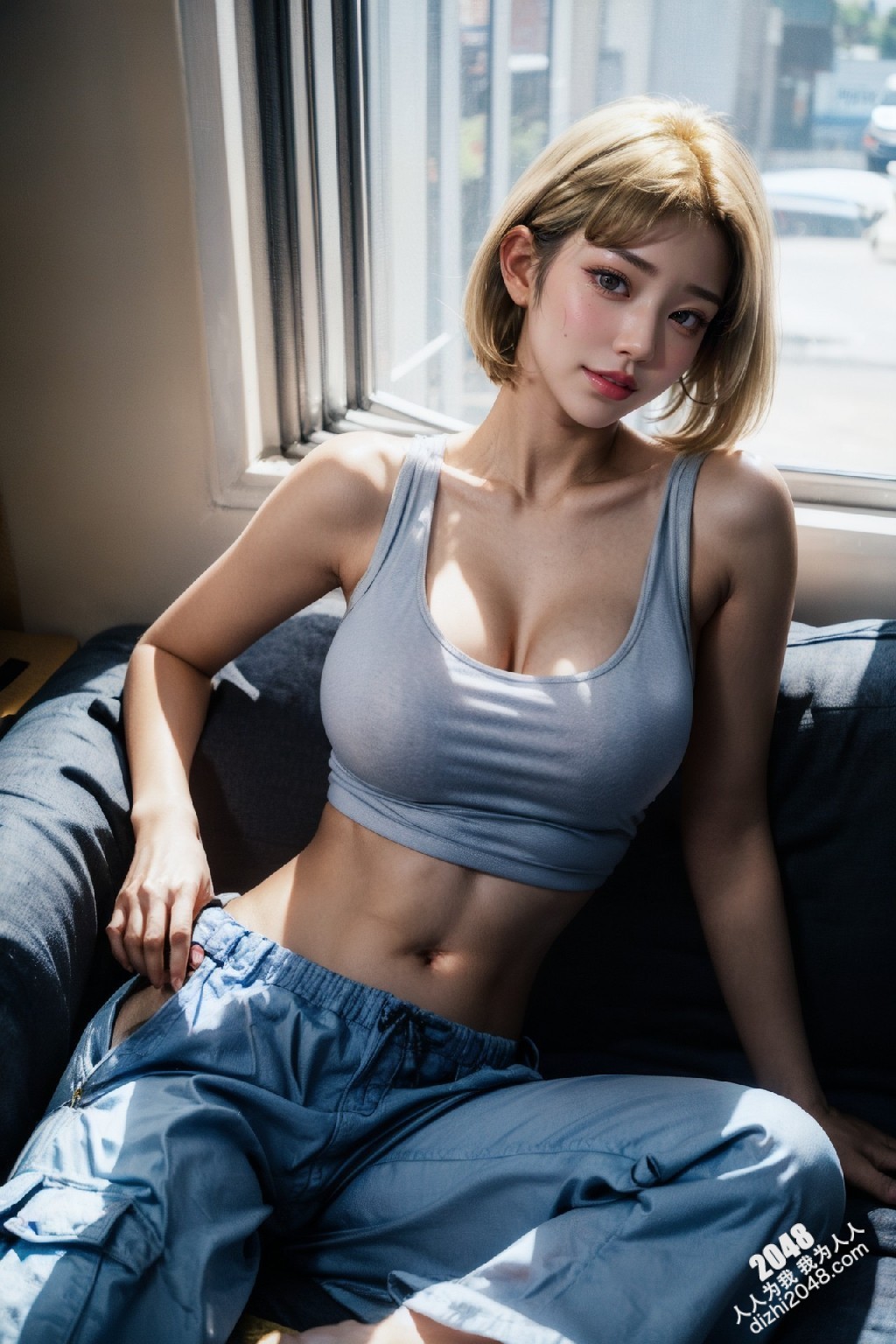 韩系辣妹写真：工装裤下的曼妙曲线，慵懒性感的午后时光(20)