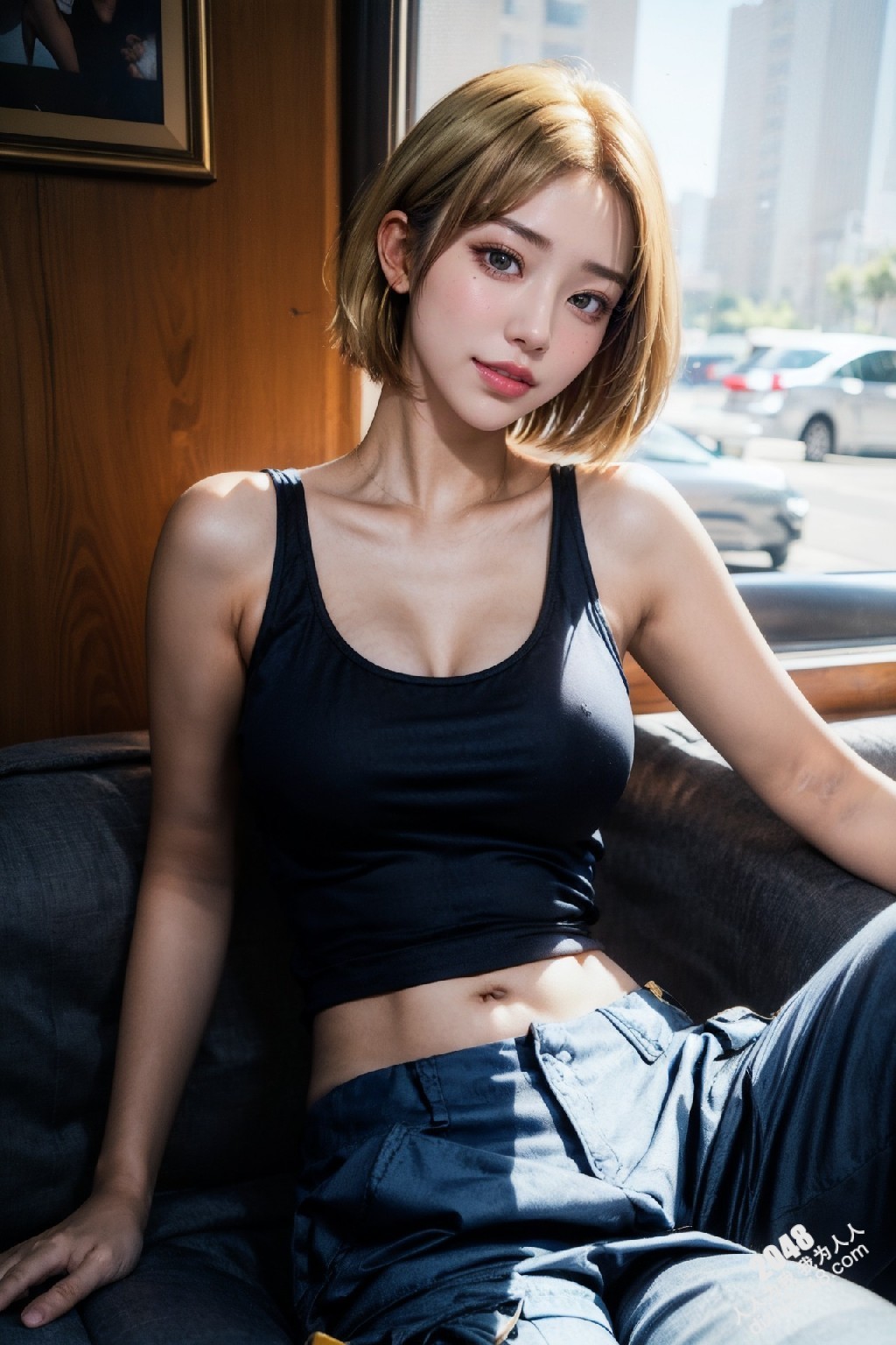 韩系辣妹写真：工装裤下的曼妙曲线，慵懒性感的午后时光(21)