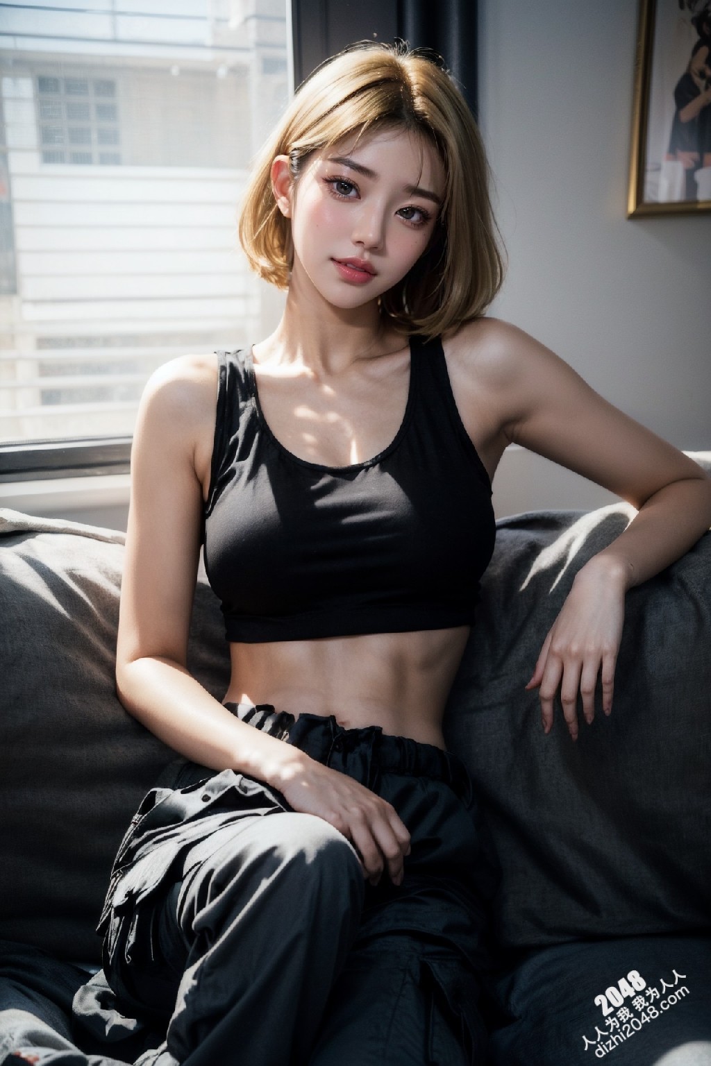 韩系辣妹写真：工装裤下的曼妙曲线，慵懒性感的午后时光(22)