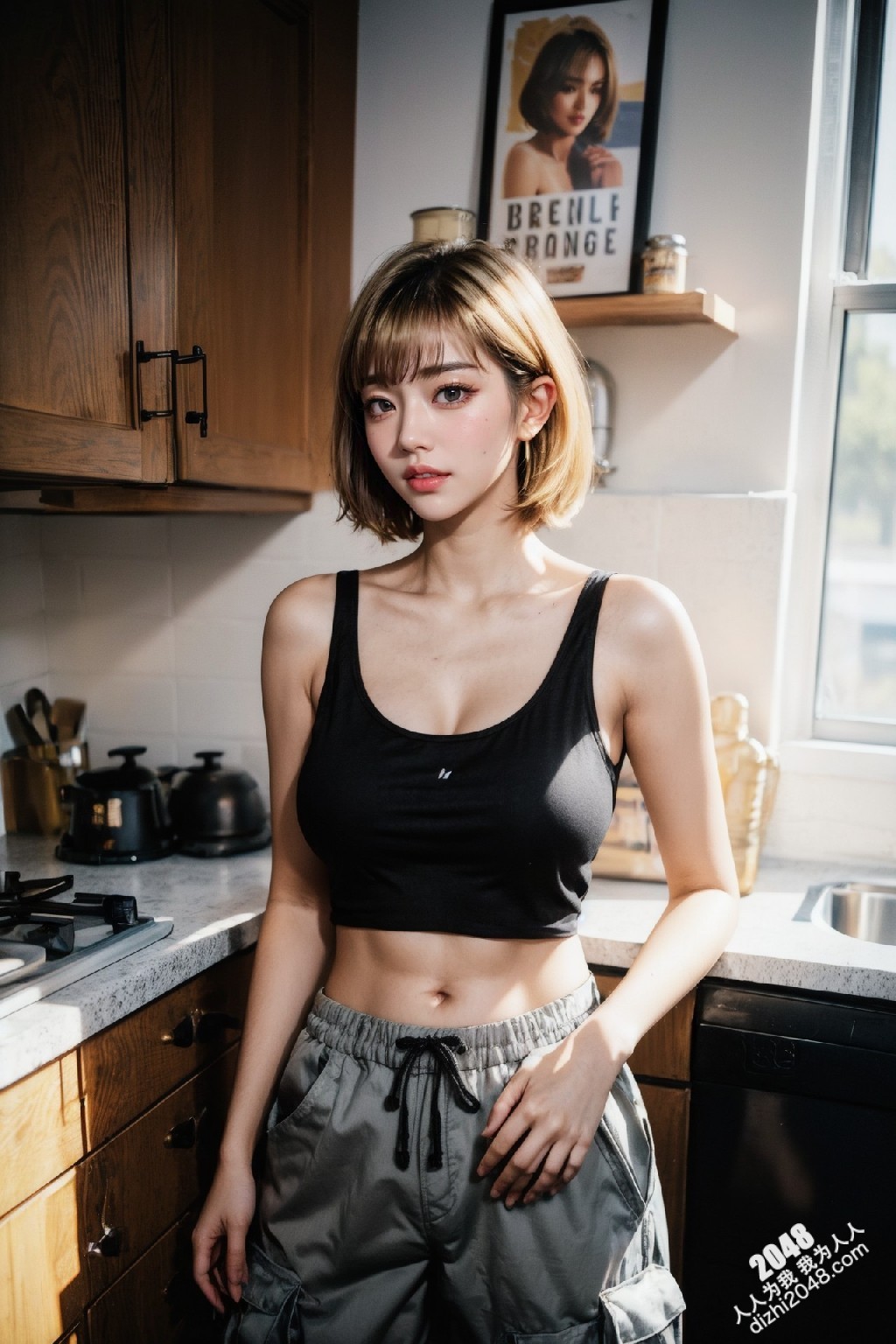 韩系辣妹写真：工装裤下的曼妙曲线，慵懒性感的午后时光(25)