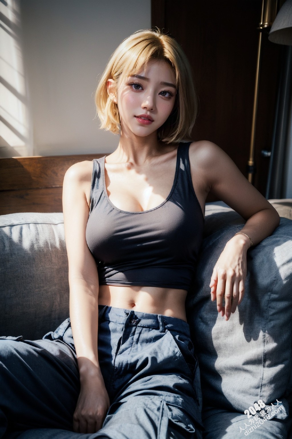 韩系辣妹写真：工装裤下的曼妙曲线，慵懒性感的午后时光(26)