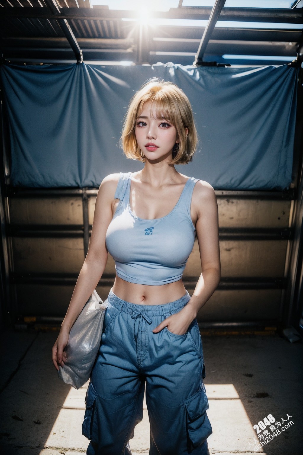 韩系辣妹写真：工装裤下的曼妙曲线，慵懒性感的午后时光(27)