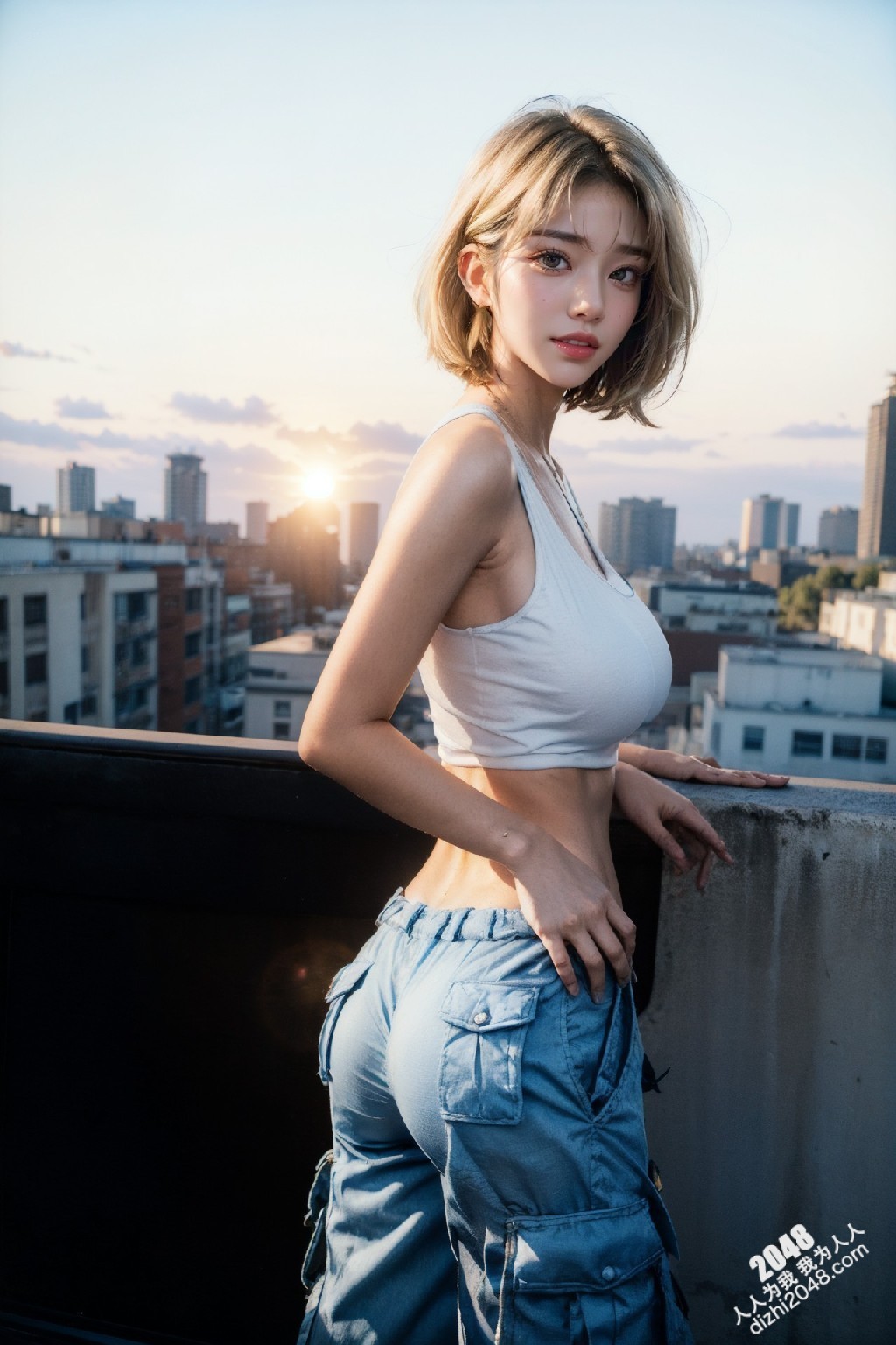 韩系辣妹写真：工装裤下的曼妙曲线，慵懒性感的午后时光(36)